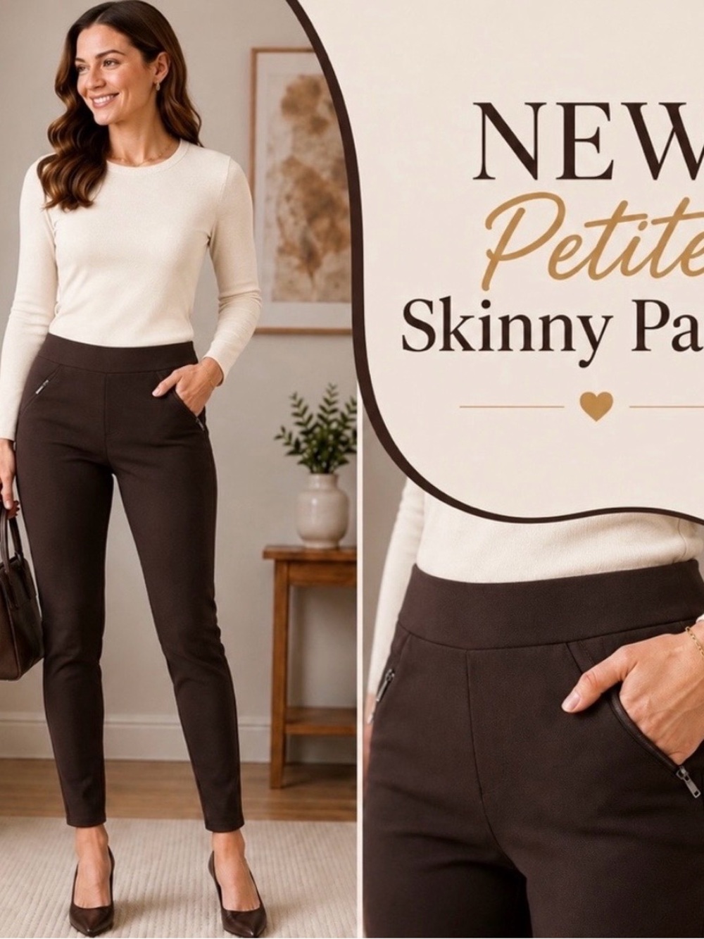 🆕 Mid-Rise Skinny Pants- Dk Brown